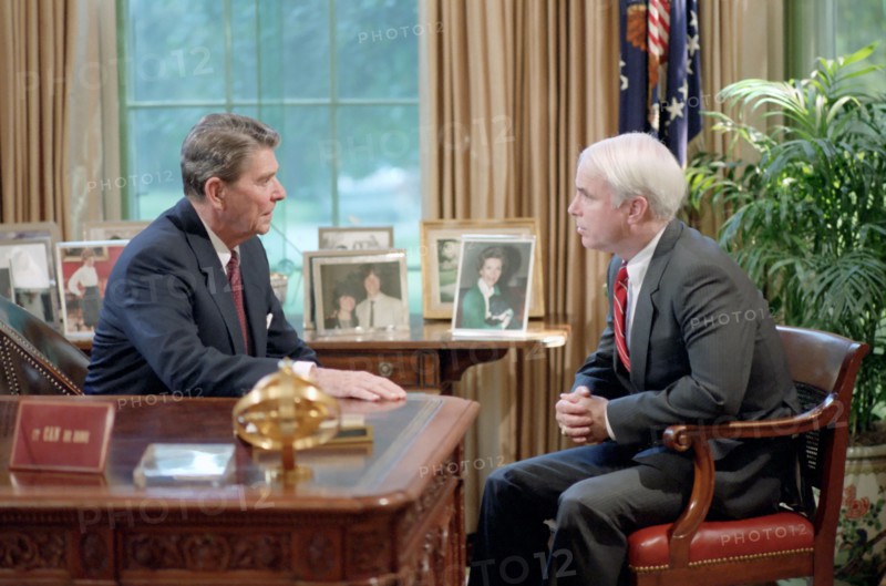 President Ronald Reagan meets with John S McCain