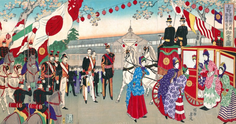 Visit of the Empress to the Third National Industrial Promotional Exhibition at Ueno Park