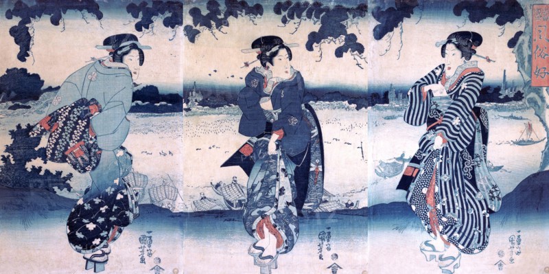 Women near a river