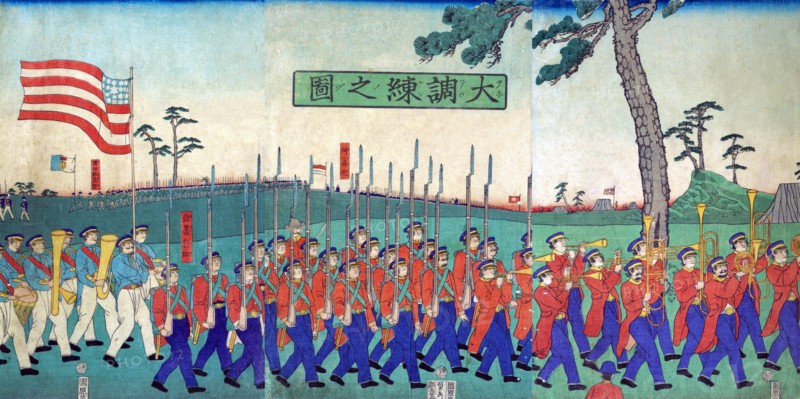 US Troops march in Yokohama Drill