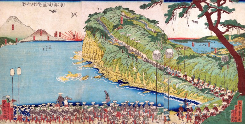 Daimyo's Processions Passing along the Tokaido, theast sea road