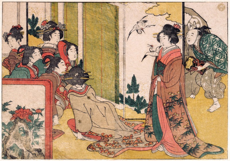 Girls entertained by performers
