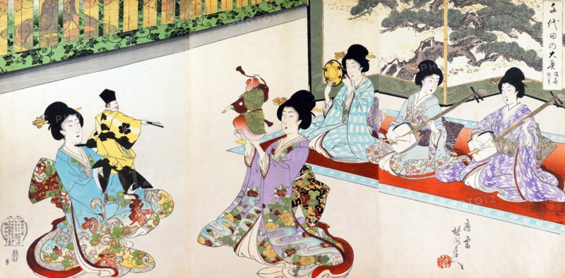 Ladies in Waiting of the Chiyoda Castle: Sword Practice and Puppet Kyogen