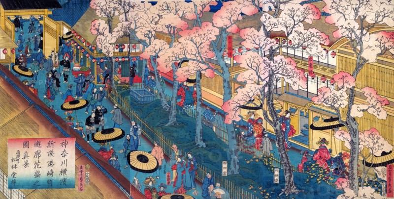 Pleasure Quarters with Cherry Blossoms in Full Bloom