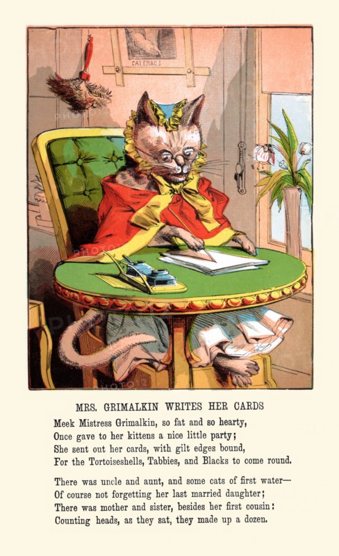 Mrs. Grimalkin Writes Her Cards