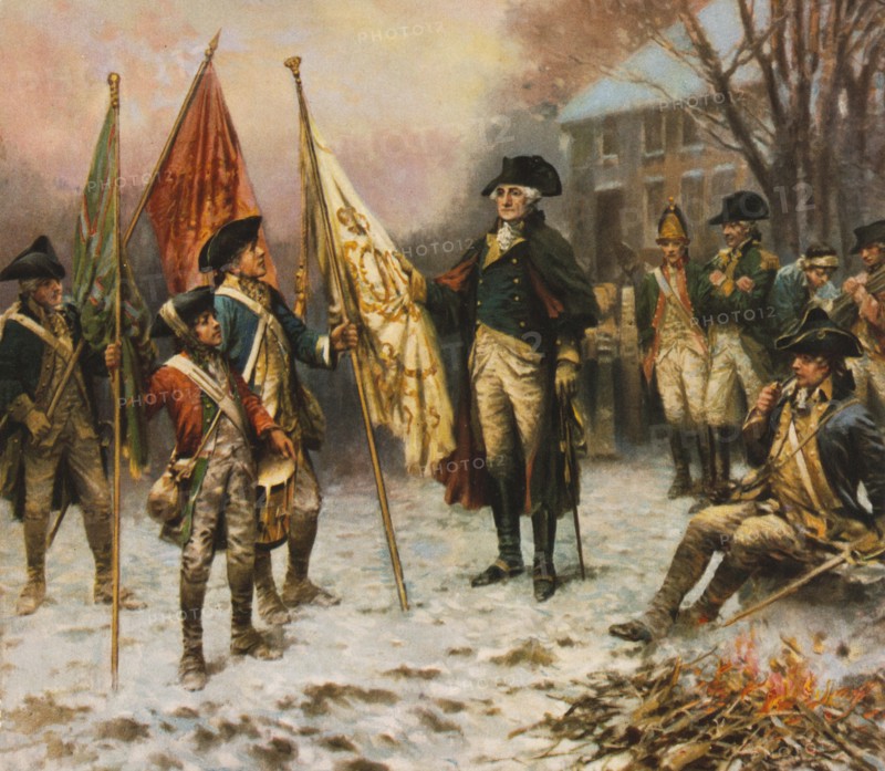 Washington inspecting the captured colors