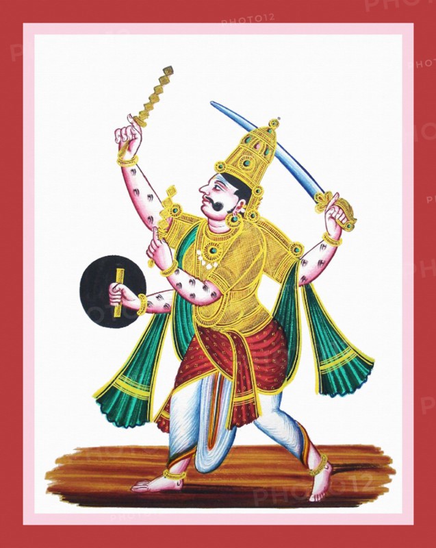 Four-armed and thousand-eyed Indra