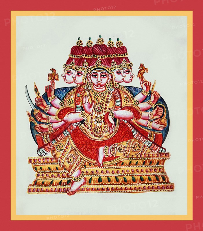Sadashiva, with five heads and five pairs of arms