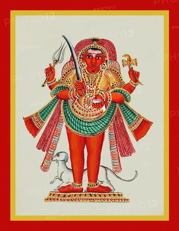 Bhairavastands in samabhanga on a low pedestal
