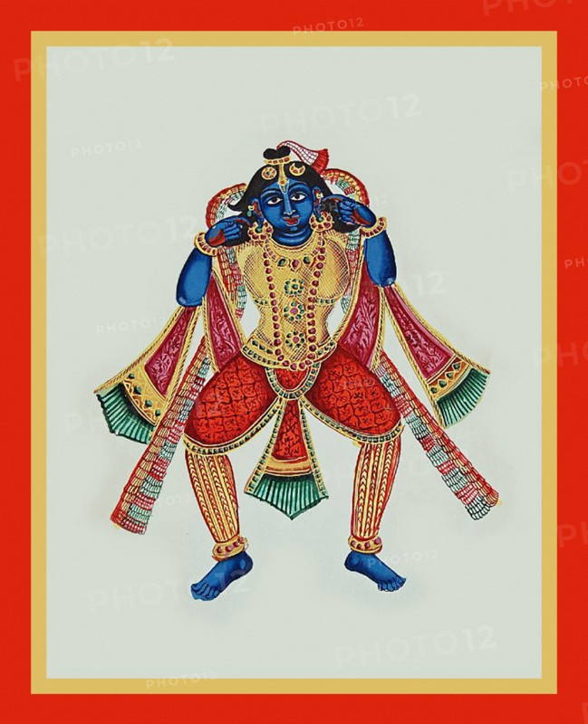 Krishna pulling his earlobes to beg for forgiveness