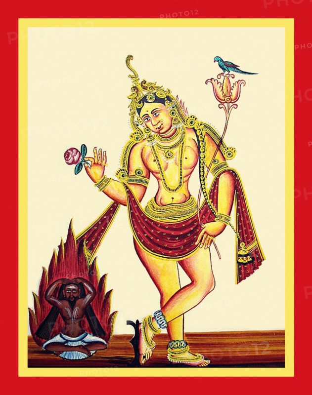 Mohini stands and looks at the ascetic Bhasmasura