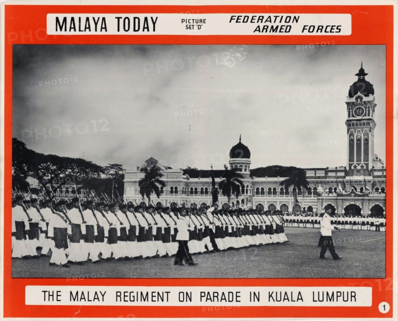 Malay military regiment on parade in Kuala Lampur Malaysia (Malaya) - 1953