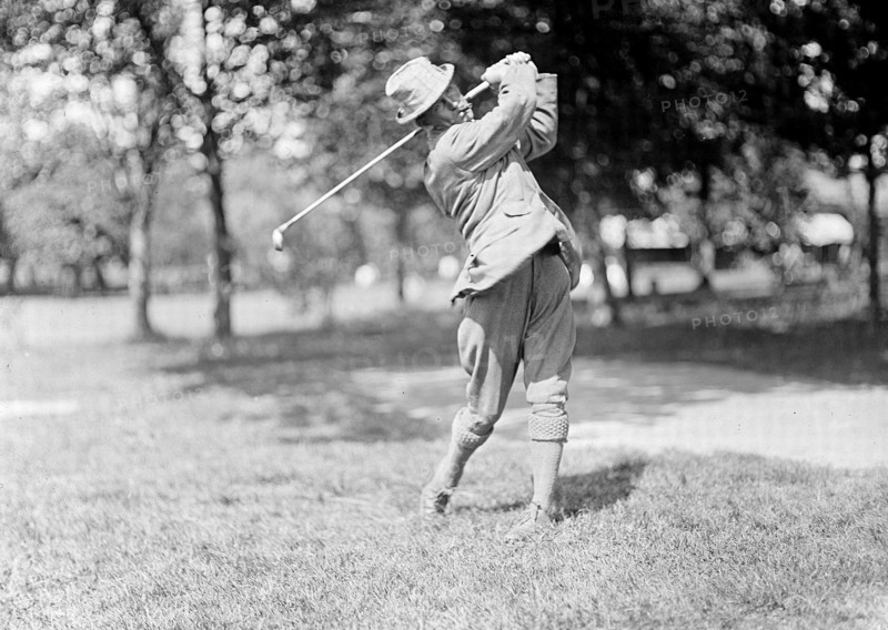 Walter Travis playing golf ca. 1909-1914