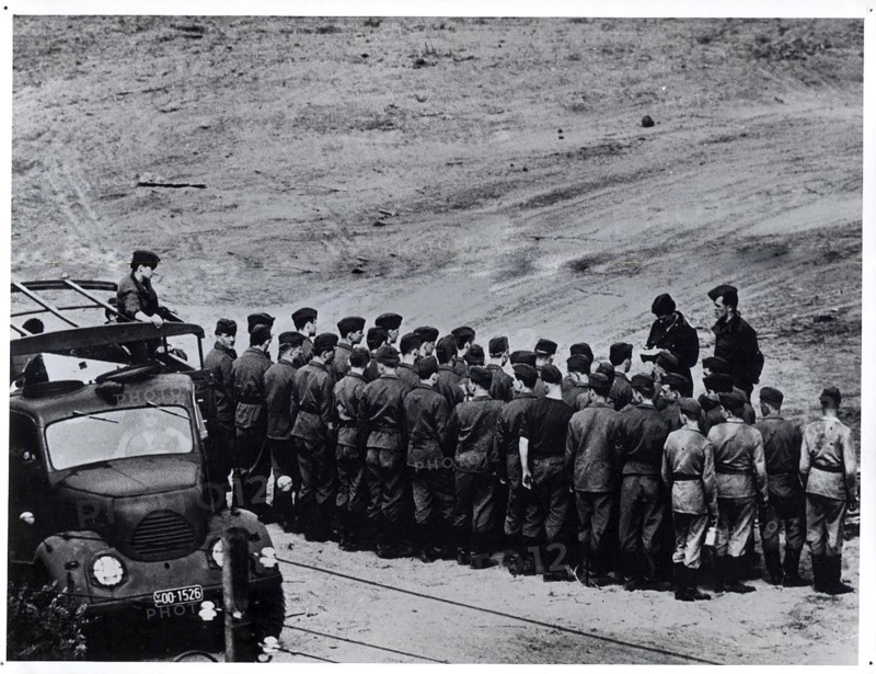 October 1961 - Young Soldiers, Most of Them In Their Teens, Line Up for Roll Call Before Commencing Their Day's Work Clearing Death Strip