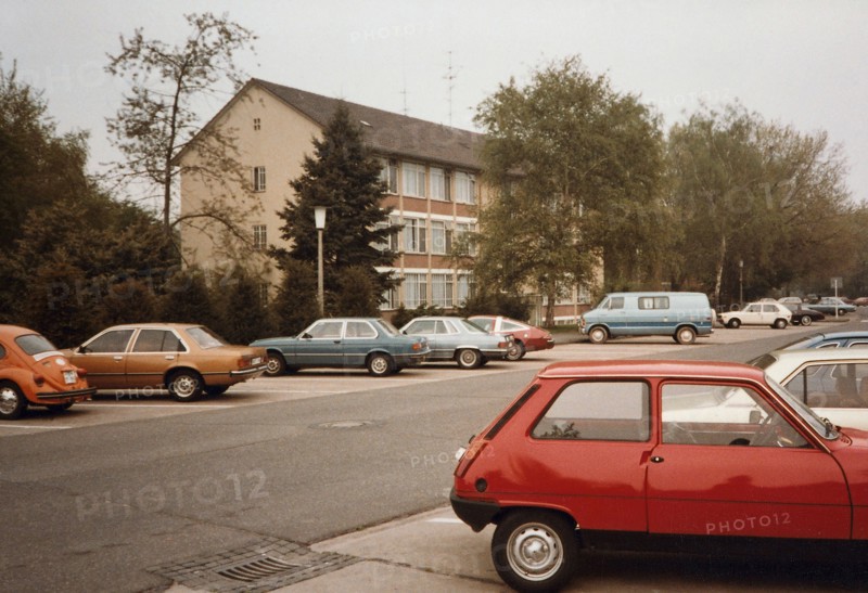 Parked cars in road Bonn Germany 1970s or 1980s