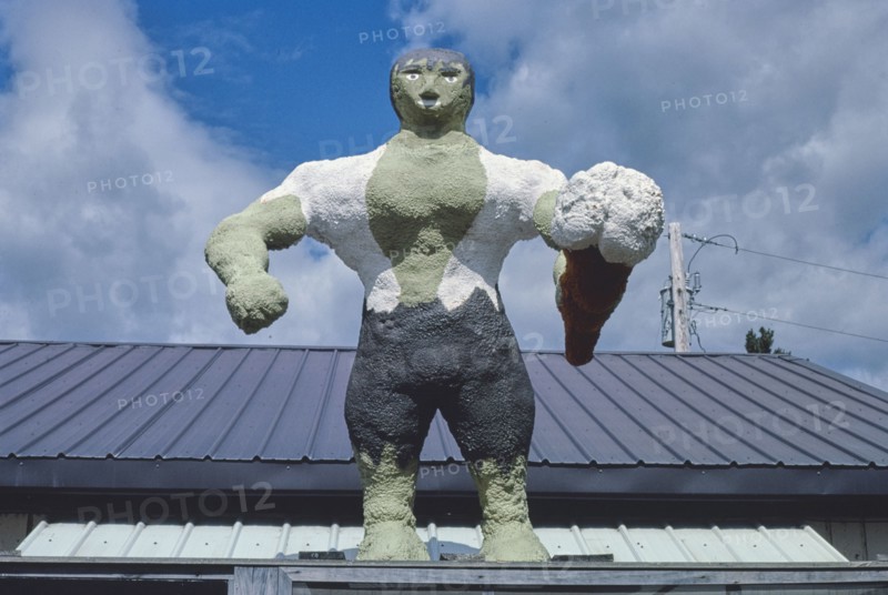 1980s America -   Kelbees ice cream statue, East Winthrop, Maine 1984