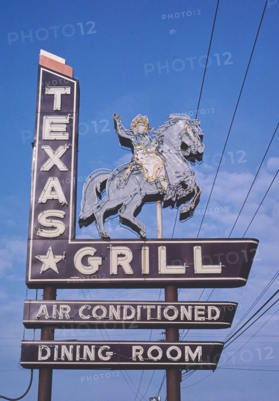 1980s America -  Texas Grill sign, Rosenberg, Texas 1983
