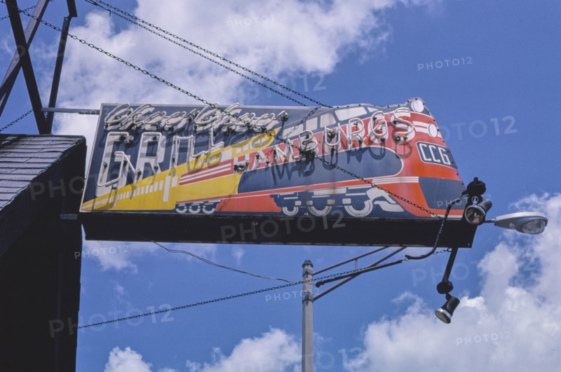 1980s America -  Choo Choo Grill sign, Grand Rapids, Michigan 1982