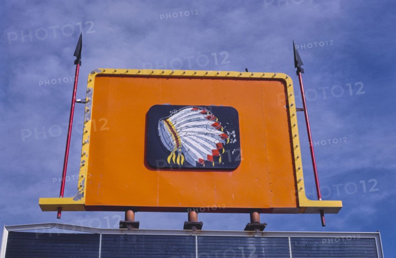 1980s United States -  Patti Ann's Warbonnet Lodge Sign, Browning, Montana 1987