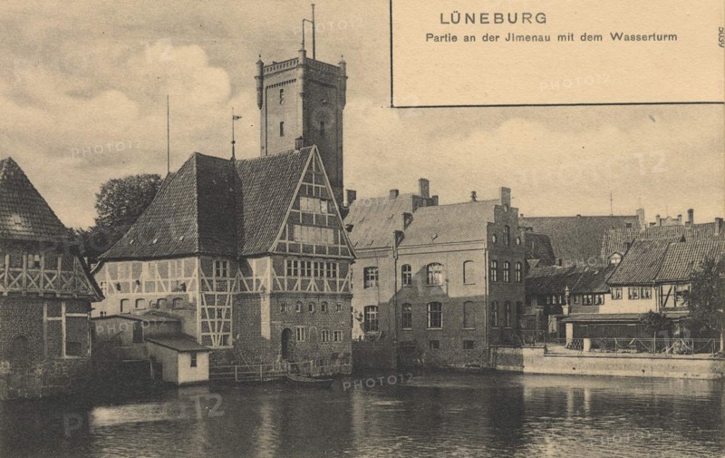 Houses And Water Tower At The Jlmenau In Lüneburg