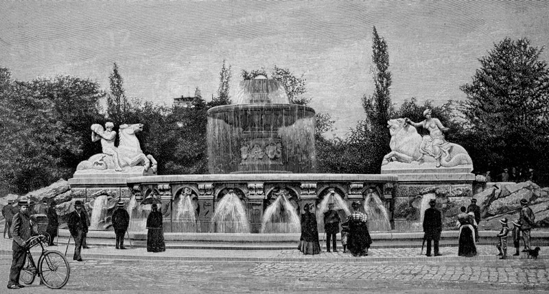 The Wittelsbach Fountain On Maximiliansplatz In Munich