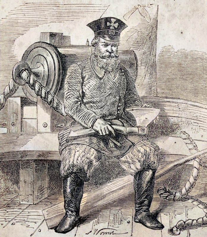 Man In The Uniform Of The See Realm Defense With Hatchet