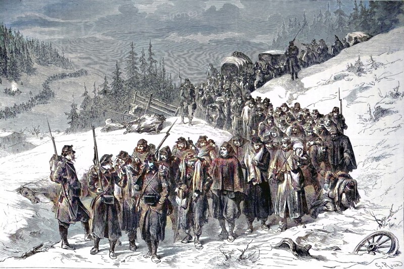 Escorting Of French Soldiers By Swiss Military In The Neuchatel Jura On 3 February 1871