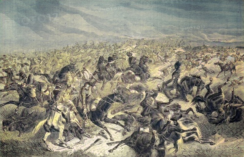 Prussian Soldiers Shoot At French Riders