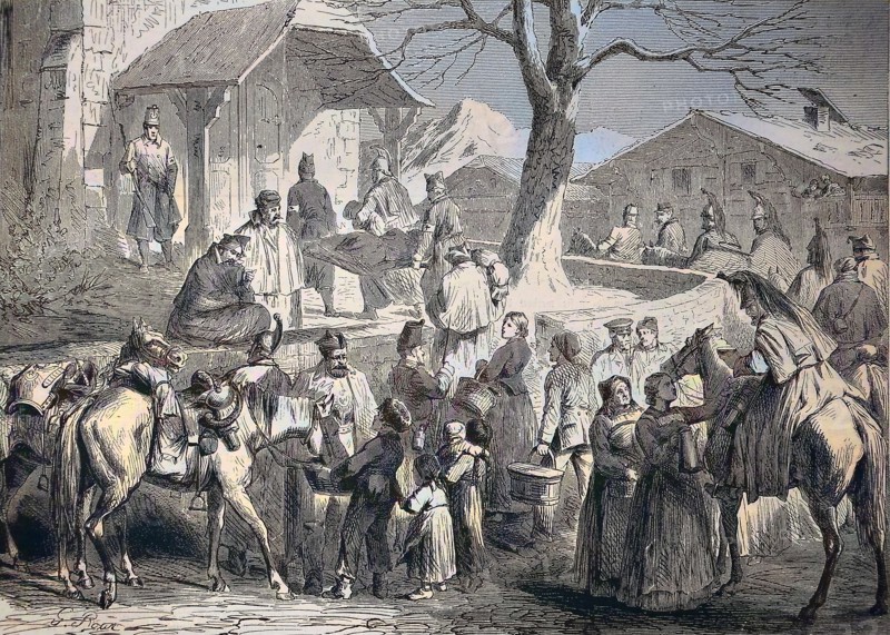 French Cuirassiers And Carabinieres On The March From Neuchatel To Bern On 5 February 1871