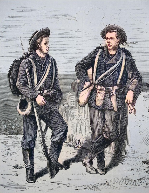 Two Soldiers In The Uniform Of The German Sea Defense