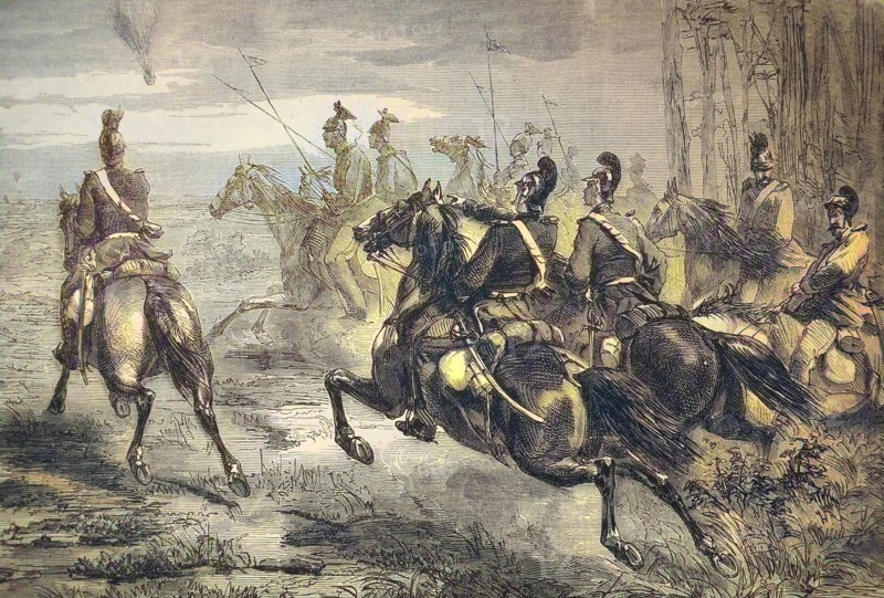 Bavarian Chevau-Legers And Uhlans Pursue A French Balloon Mail