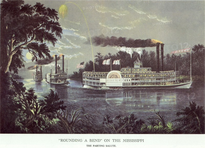 Steamships on River.