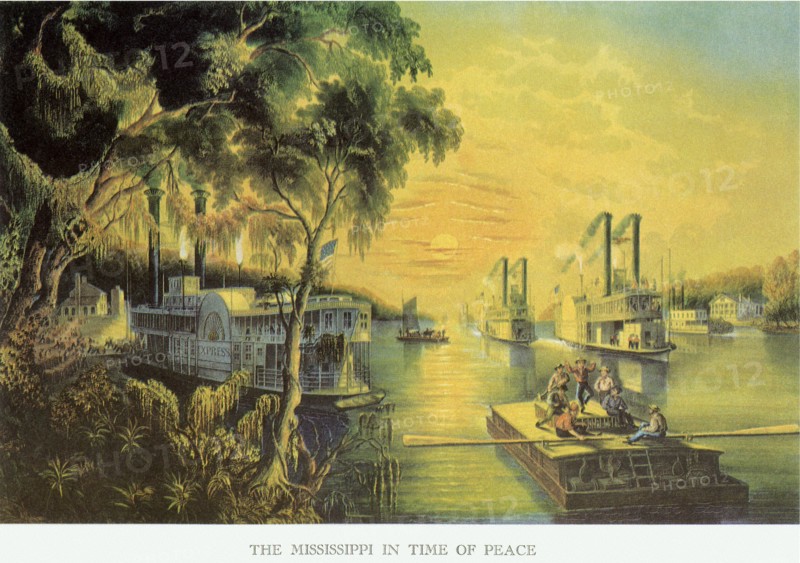 Steamboats on River.