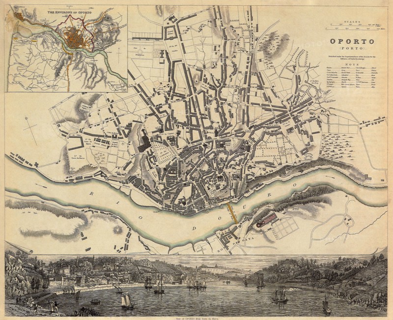 Map of Oporto, Portugal.