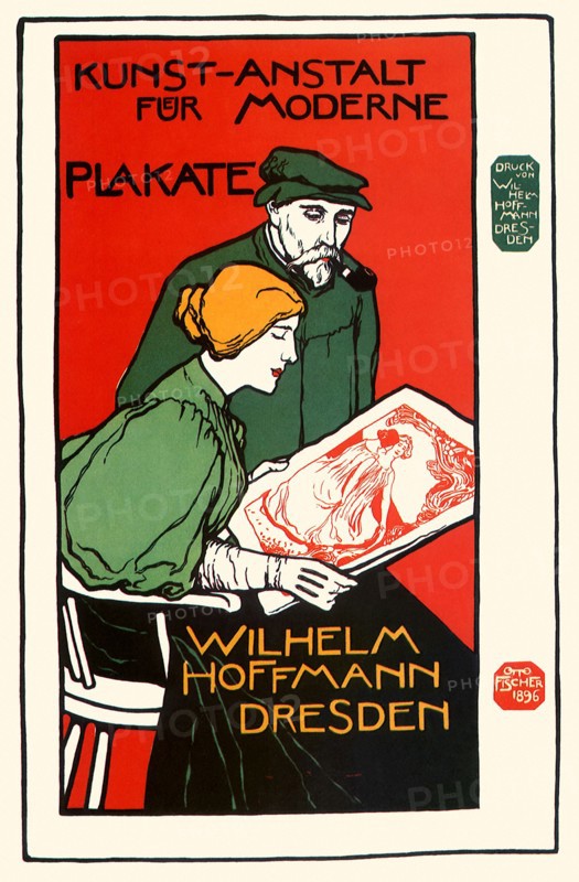 Man and Woman look at Poster.