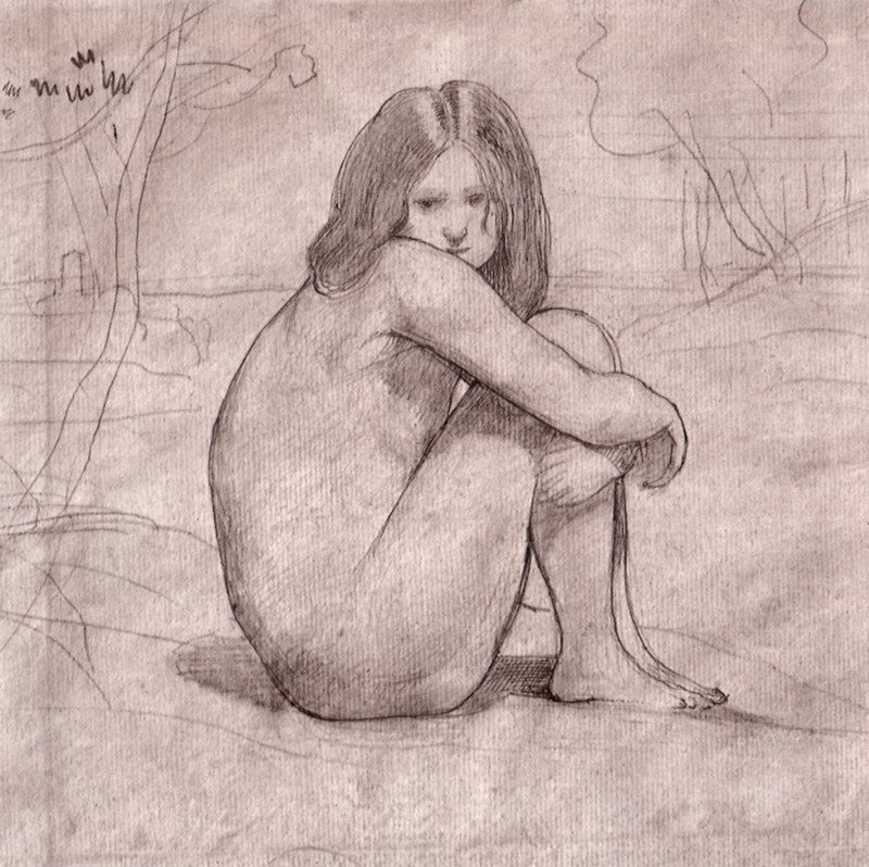 Little Girl Crouching.
