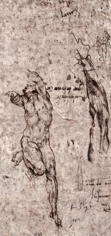 Nude Male Figure, Represented Frontally, with Arms.