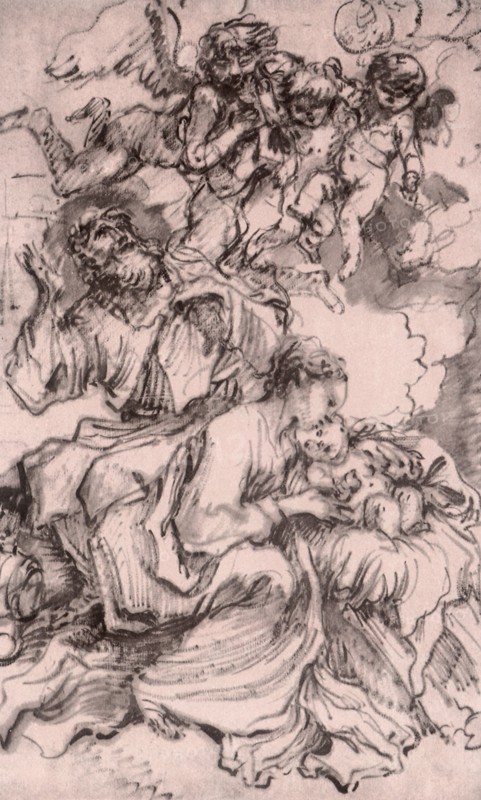 The Holy Family with Angels.