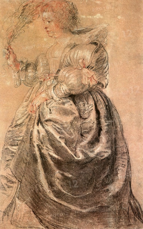 Young Woman Holding a Fan.