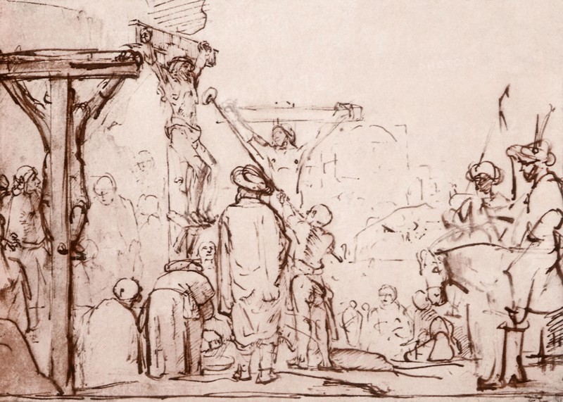 Christ upon the Cross between the Two Thieves.