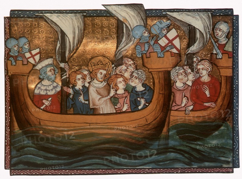 King Louis IX on ship with his Army on Seventh Crusade.