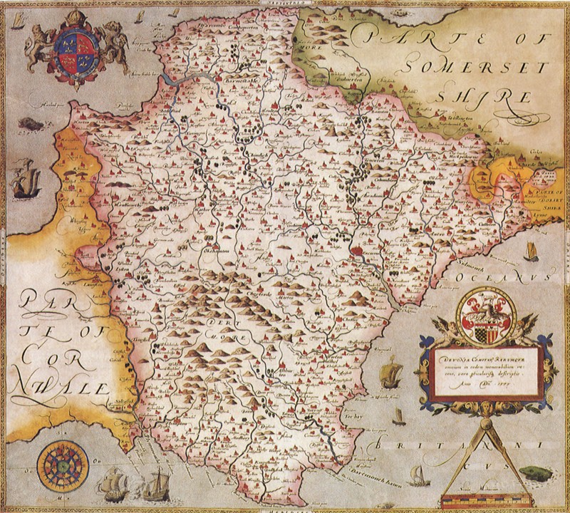 Map of Devonshire, England.