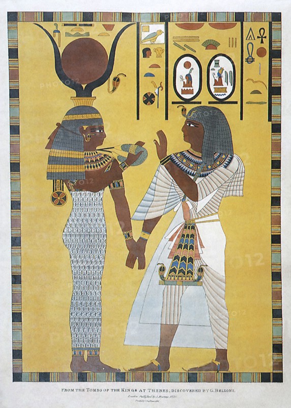 Egyptian Art with couple holding hands.