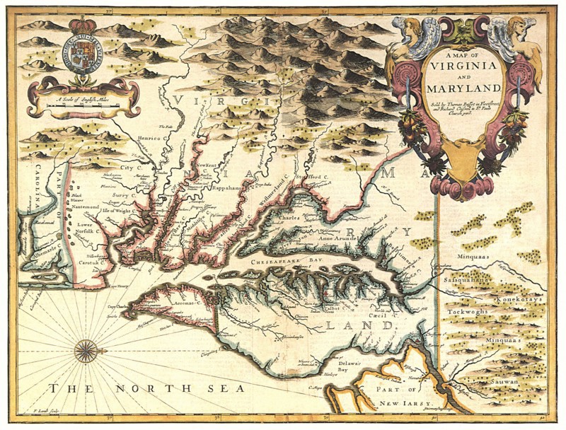 A Map of Virginia and Maryland.