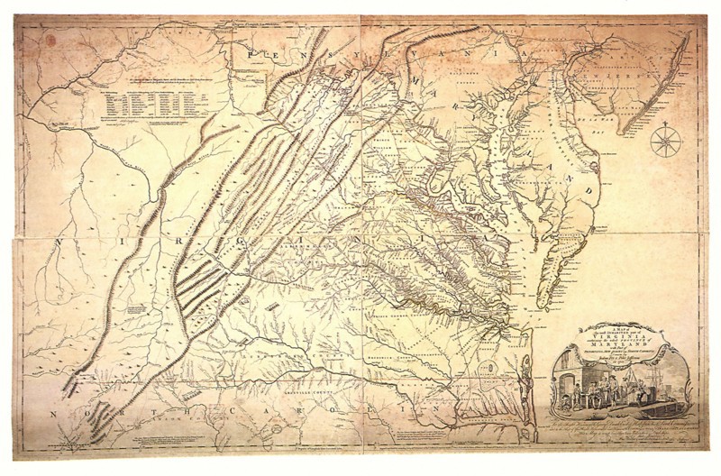 A Map of the most Inhabited part of Virginia.