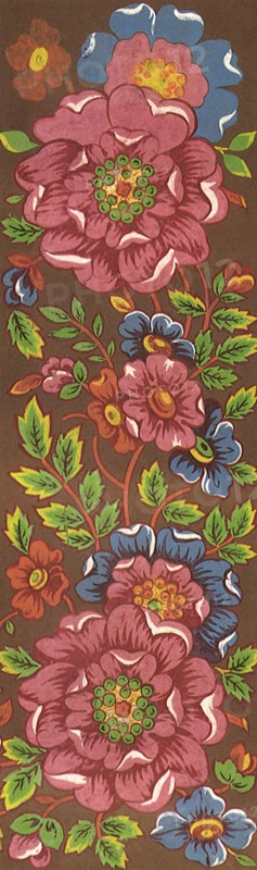 Rose Floral Repeat Pattern on Brown Background.