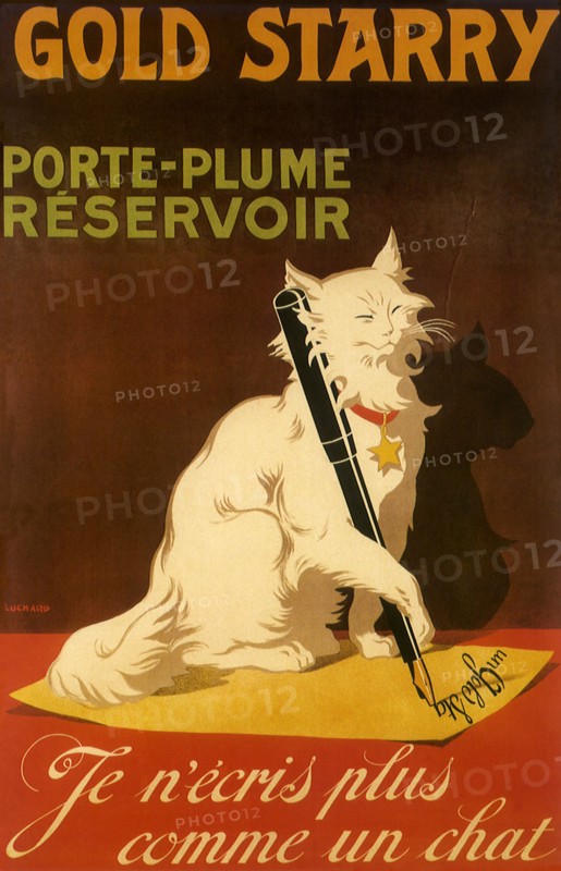 Cat writes Letter with Fountain Pen.
