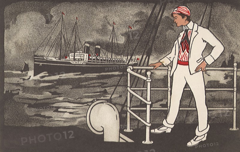 Young Man on Ocean Liner.