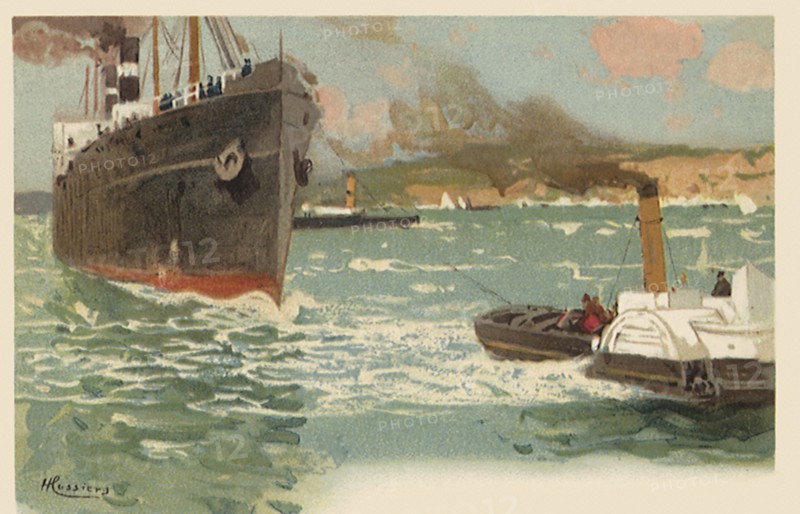 Tugboat and Ocean Liner.