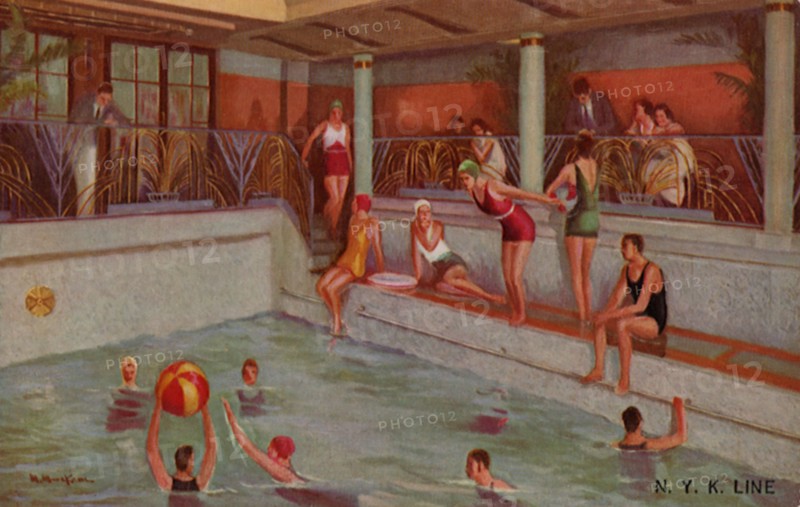 Indoor Swimming Pool on Ocean Liner.